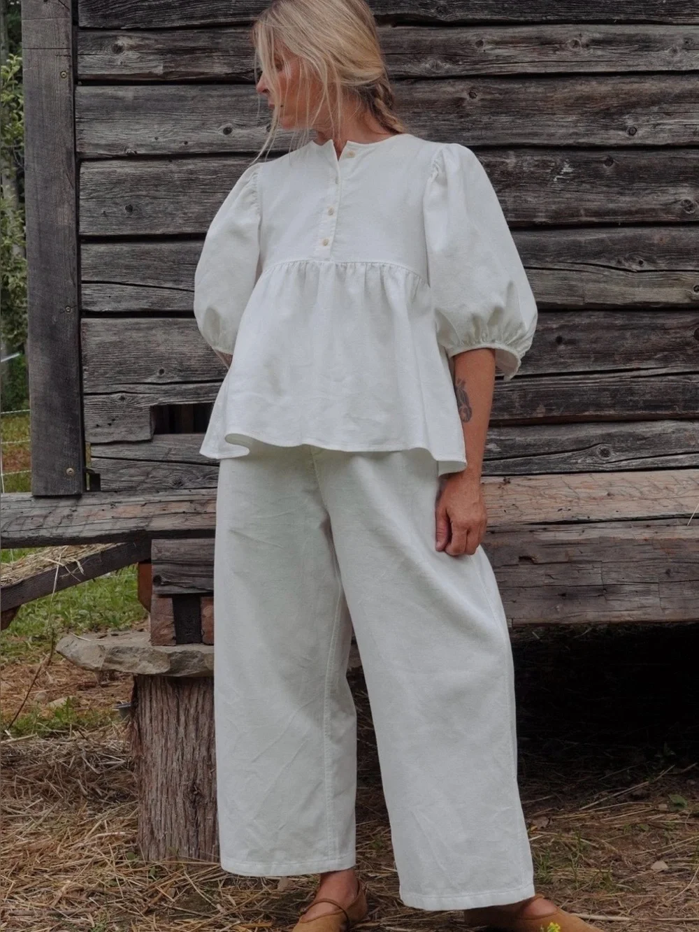 Rudy Jude Tony Swiss Dot Natural Wide-Leg Cotton Gauzy Lounge Trousers Small